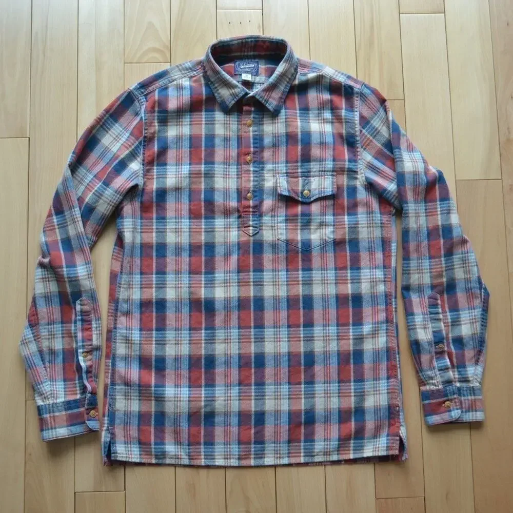 J Crew New York Half Button Down Plaid Flannel Shirt Size Small